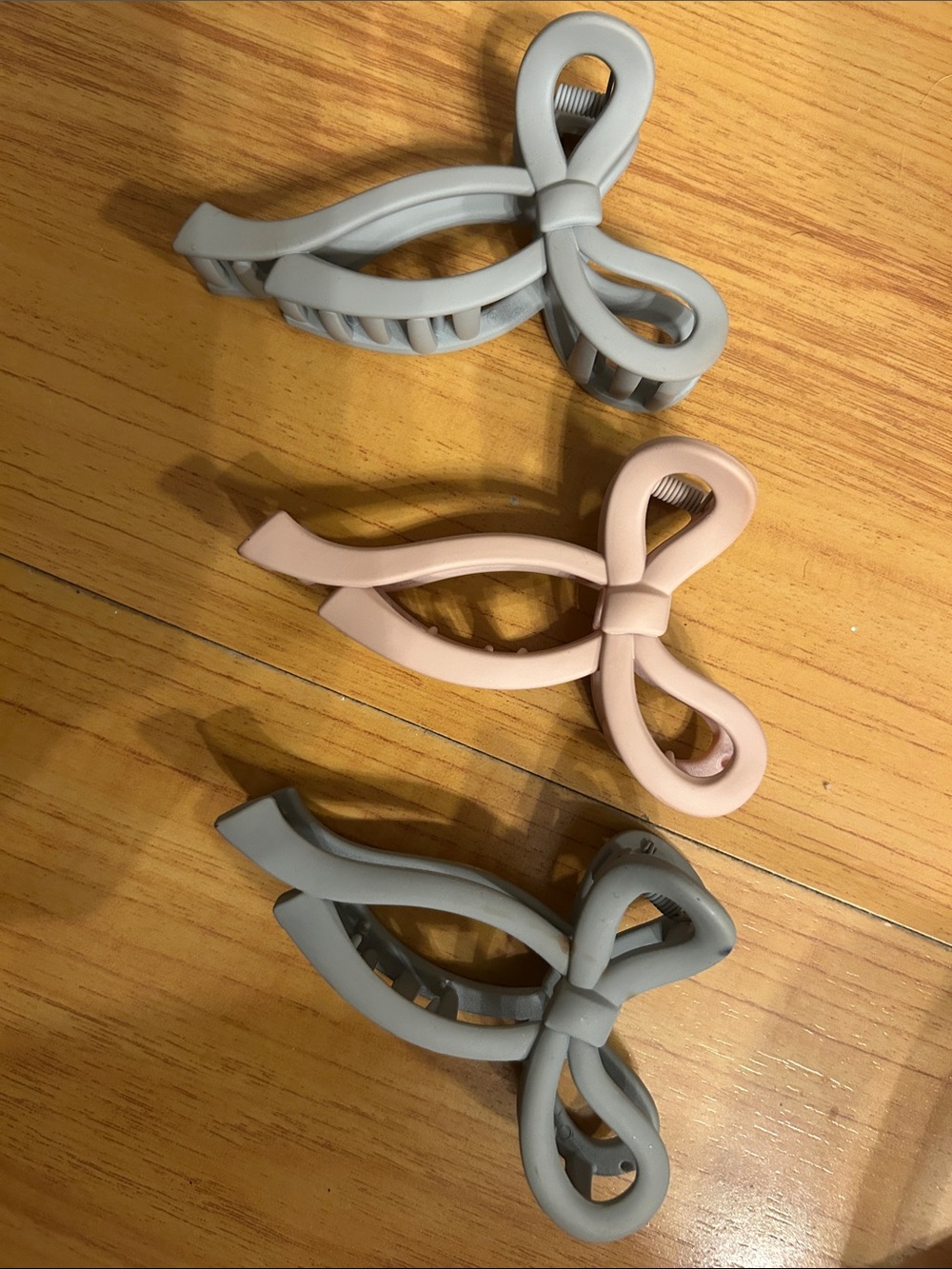 Kids Matte Bow Hair Clips - Pink & Gray blue